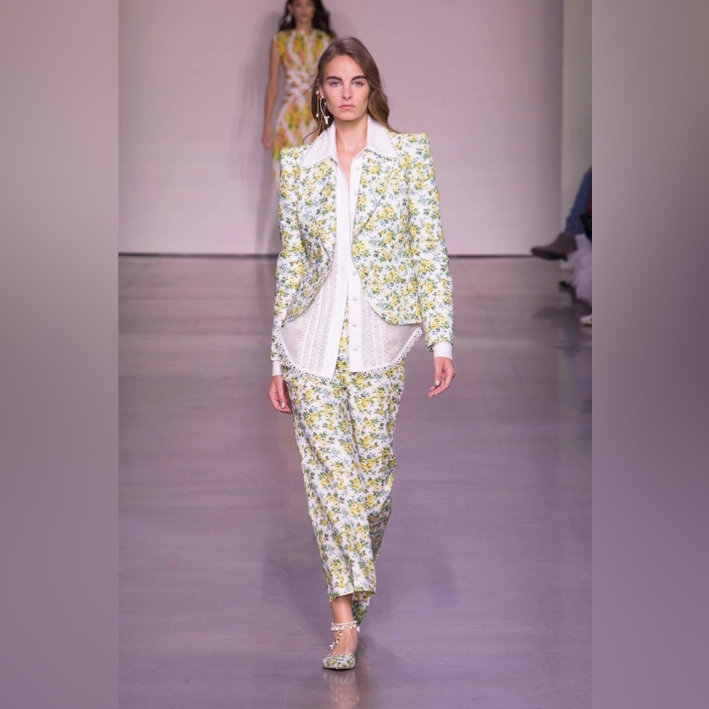 Zimmermann Golden Fitted Blazer and Floral Kick Flare Trouser 0